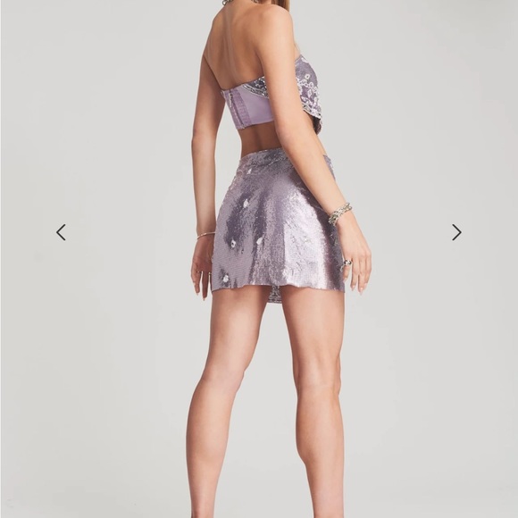 Retrofete Milos metal metallic rhinestone chainmail bandana crop small Xs skirt - Picture 3 of 5